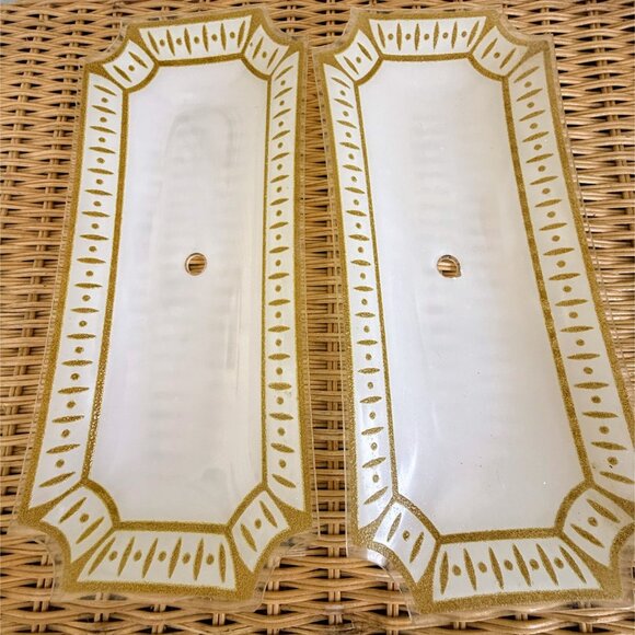 Vintage MCM Pair Glass Bathroom Light Shade Cover Convex Plates Sconces - Picture 2 of 14